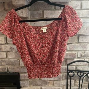 Cute floral off the shoulder crop top